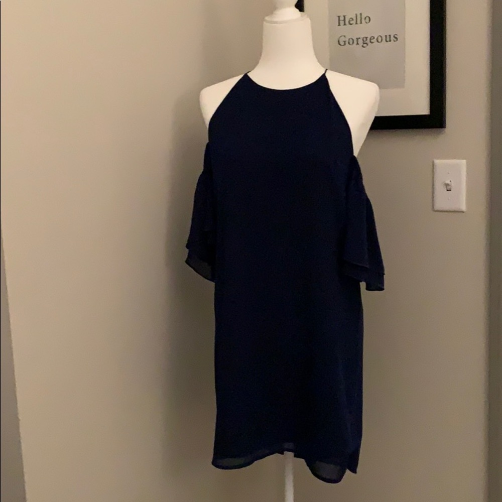 🦋  Beautiful Navy Blue Cold Shoulder Dress